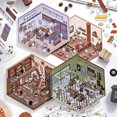 3D Sticker DIY Cabin Scene StackingThree-dimensional Cute Cartoon Animal Children Stickers Hand Account Cute Gift for Kid Child