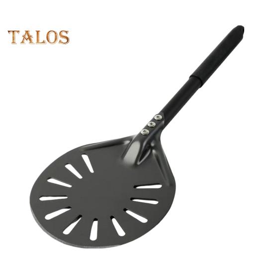 6-Inch Round Pizza Turning Peel Long Handle Non-stick Lightweight Perforated Anodized Aluminum Alloy Homemade Pizza Turner Spinner Spatula Kitchen