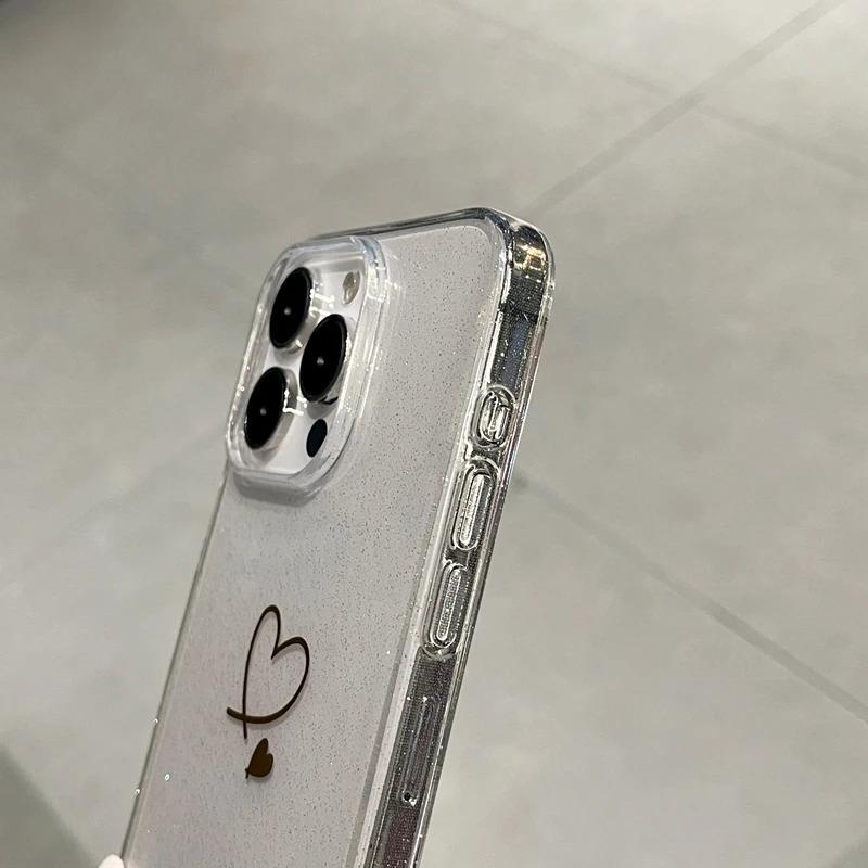 Weiche Liebe Herz Glitzer Transparente Handyhülle Für iPhone 11 12 13 14 15 Pro Max 7 8 Plus X Xs Max XR Klare Bumper Rückseite