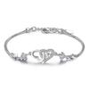 925 Sterling Silver Fashion White and Purple AAA Zircon Heart Bracelet Gift Jewelry
