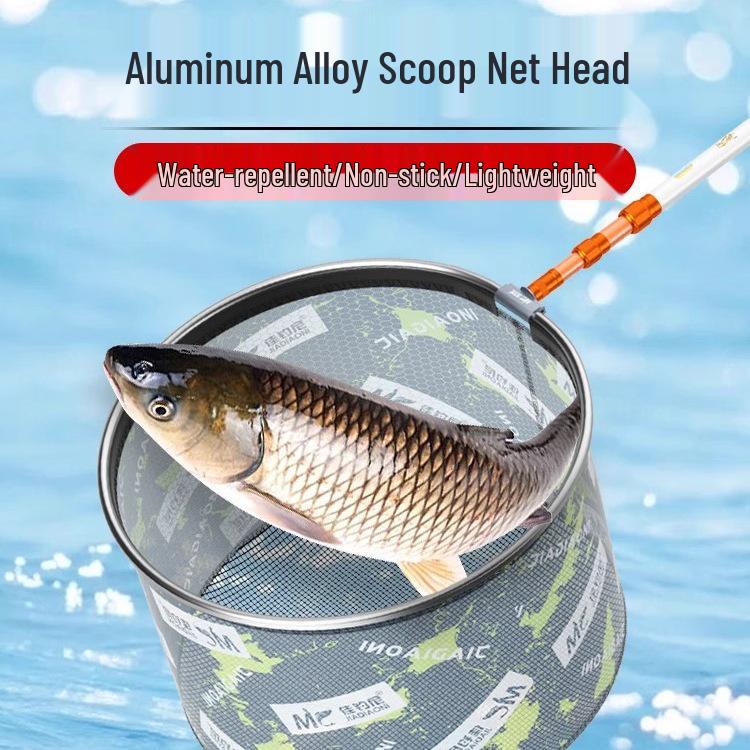 Foldable, Non-Snag Fishing Net Head for Large Fish, Black Pit, Ideal for Competitive Fishing, with Integrated Net Bag