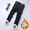 Winter Warm Fleece Jeans Men Straight Stretch Thick Casual Thermal Denim Pants Male Business Work Trousers Men Clothing