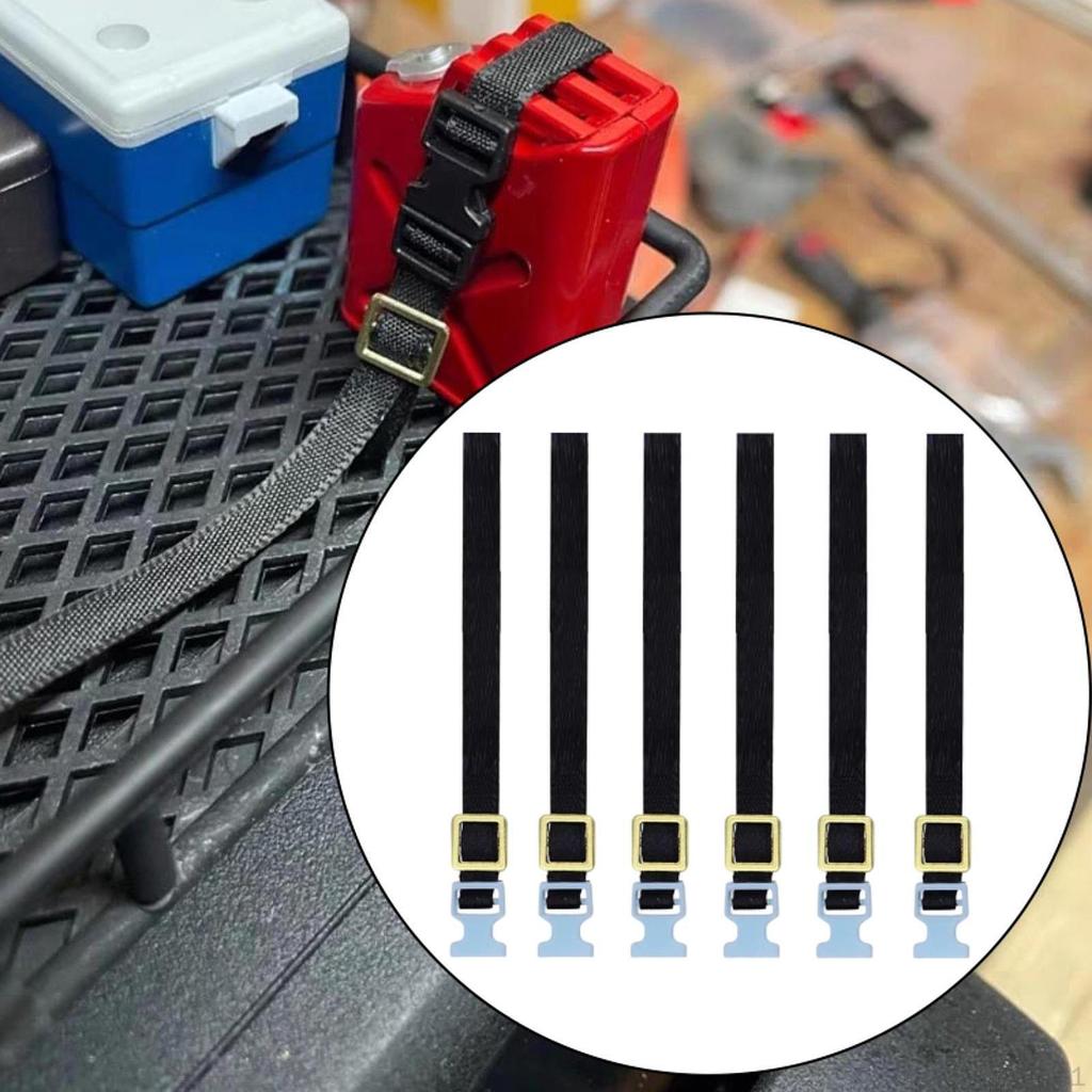 6 Pieces Luggage Rope Roof Rack Tie Down Strap Black 1:10 Scale Replace Part Sturdy for RC Hobby Car