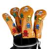 4Pcs PU Leather Golfs Club Head Cover Golfs Driver Headcover Skull Pattern Fairway Wood Headcover Hybrid Head Cover