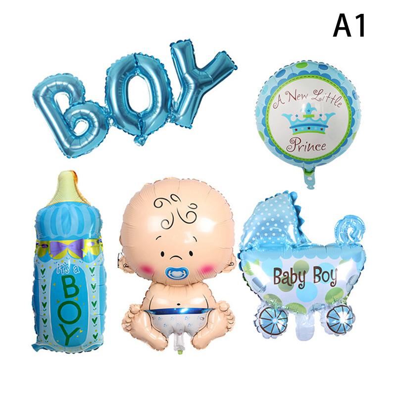 

1 комплект Синий Розовый Алюминиевая фольга Латексный шар С днем рождения Украшения для вечеринки Дети Мальчик Девочка Малыш 1 год Принадлежности