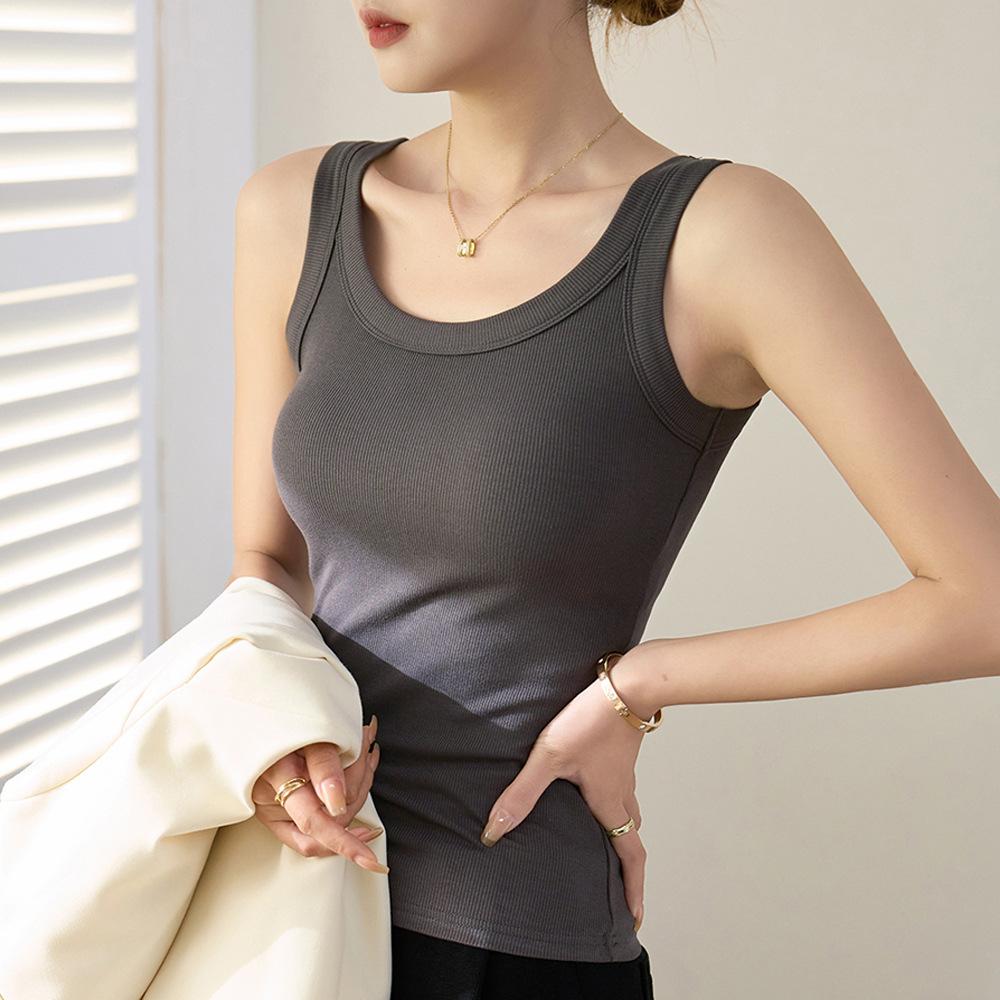 Cotton Vest Women's Summer Suspender Top Wide Shoulder Strap To Cover The Secondary Breasts To Prevent Exposure