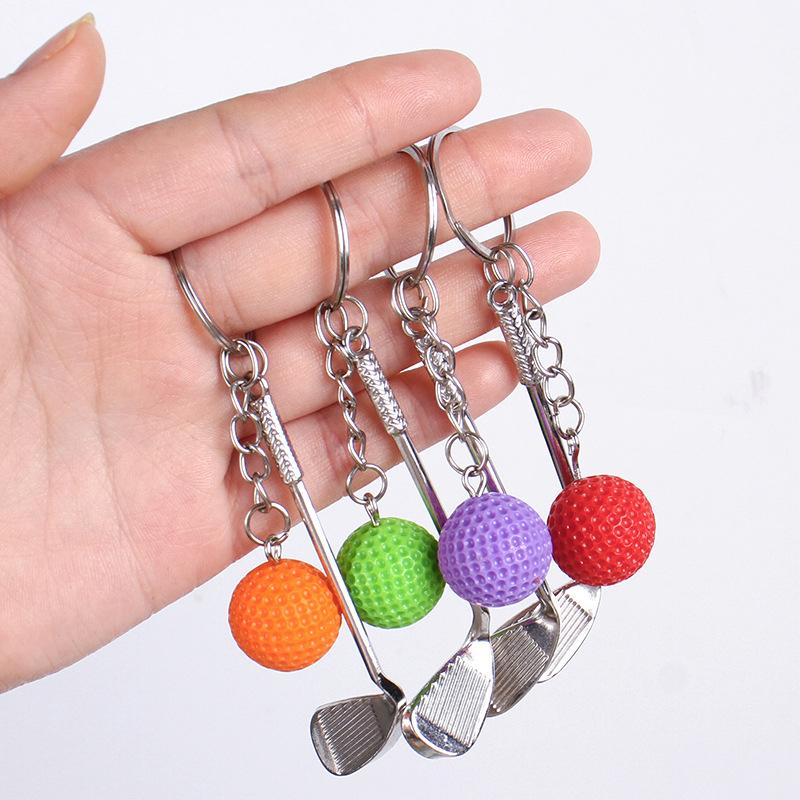 Simulation Mini Golf Ball Keychain Creative Metal Keyring Car Key Holder Bag Pendant Hanging Decoration Couple Gifts