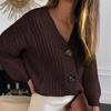 2023 Autumn/Winter Women's Chunky Knit Long Sleeve Button-Up Cardigan