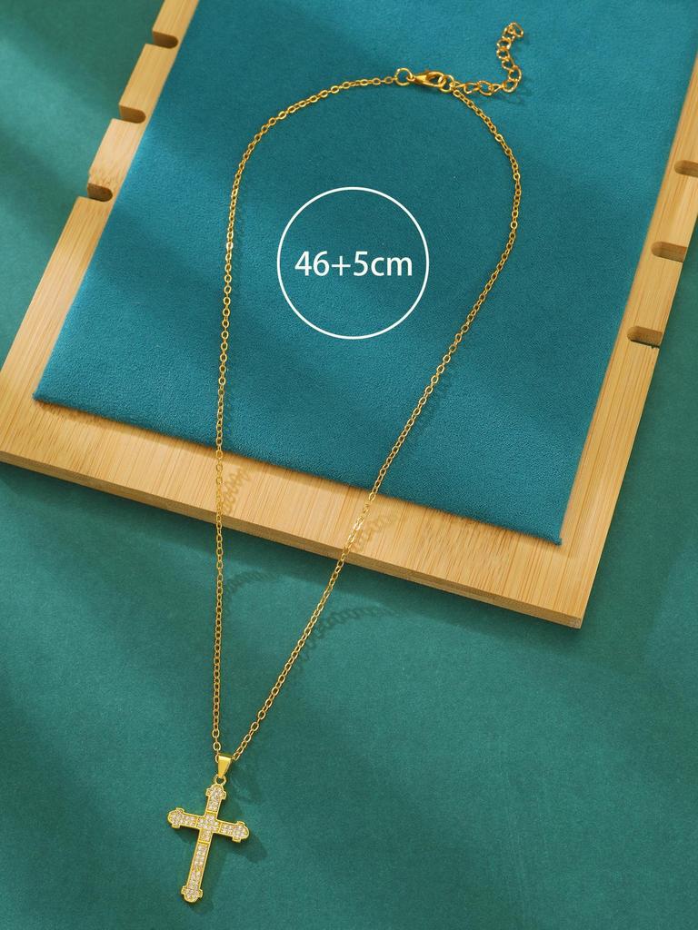 Women's Geometric Diamond Cross Necklace - European & American Punk Hip-Hop Style Choker