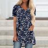 Ladies Short Sleeve Pleated Loose Tops Plus Size Casual Tops V Neck Short Sleeves Casual Summer T Shirts Ladies Tops T Shirts Shirts