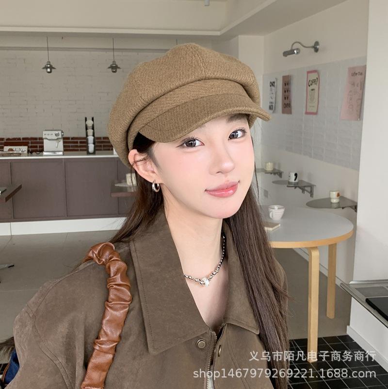 Early autumn female literary and retro beret casual travel painter hat new face small octagonal hat