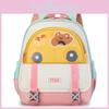 Kids Nylon Cartoon Bear And Eye Printed Backpack With Color Blocked Design For Children