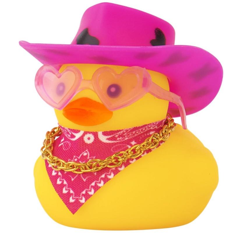 Rubber Cowboy Duck Car Ornaments Yellow Ducks Decoration Dashboard with Cowboy Hat Necklace Sunglasses