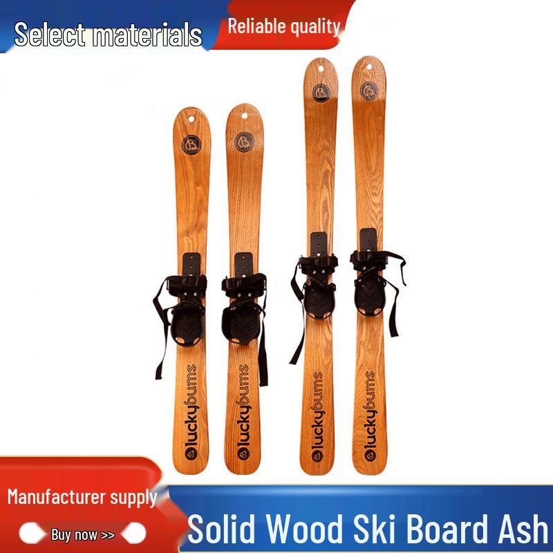 

Лыжи из массива дерева и стильные санки из ясеня, комплект двойных досок (130см) 110 cm