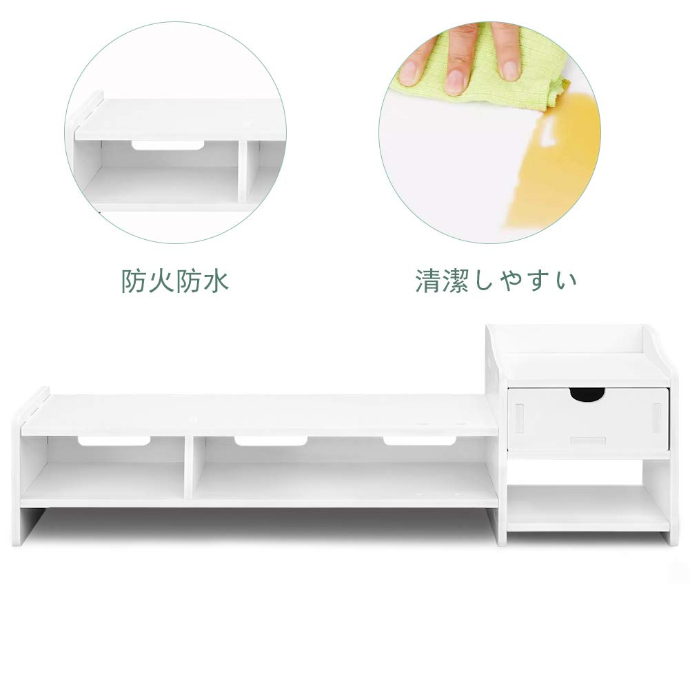 Flaneo KD3 Monitor Desktop with Desktop Keyboard Desktop 2 Width Desktop Computer Stand Stand, Stand, Drawer, Rack, Storage, Rack, Tiers, 66.4cm,