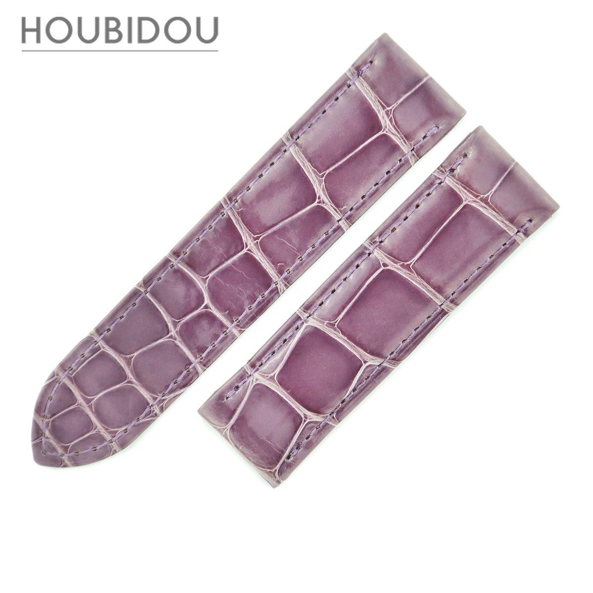 Used Cartier Watch Parts Crocodile Shiny Purple Unused Genuine Replacement Croco Leather Genuine Leather Band Belt D Buckle 19mm Shiny Purple Purple