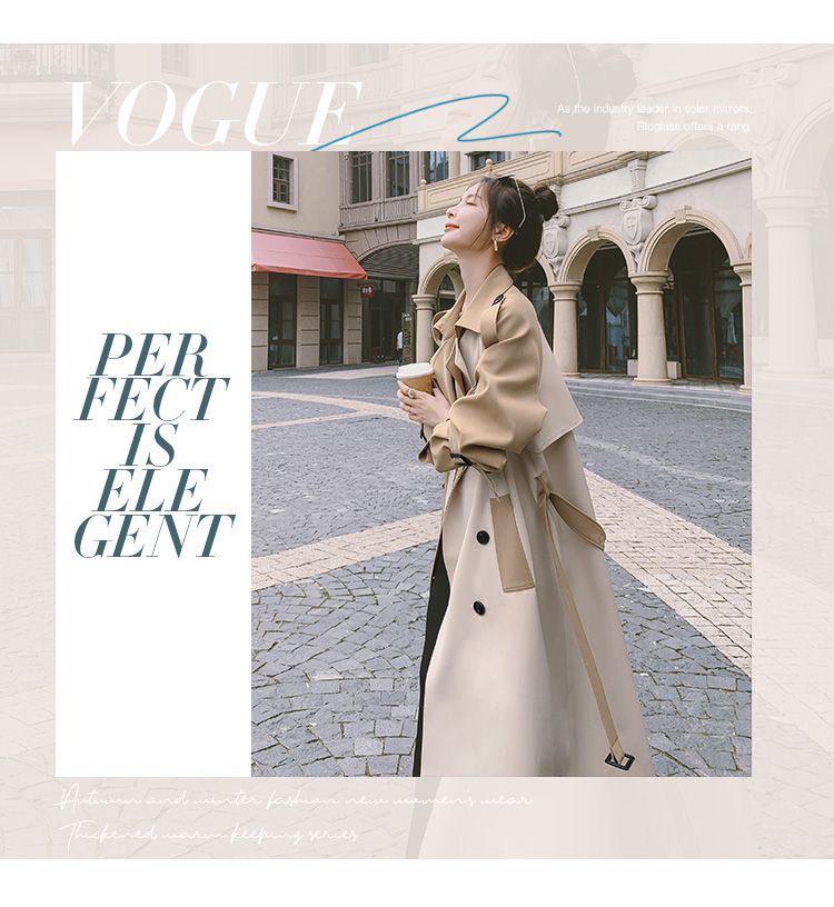 Women's High-End Color Block Trench Coat, Mid-Length, Autumn 2024 Collection