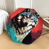 1pc Wolf Portrait Circular Artwork Umbrella with Plastic Handle,Suitable for All Seasons Home Travel Outdoor UmbrellaDD390
