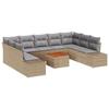 VidaXL Ensemble de Canapé de Jardin 10 Pièces avec Coussins Beige Poly Rattan Acacia 3348001