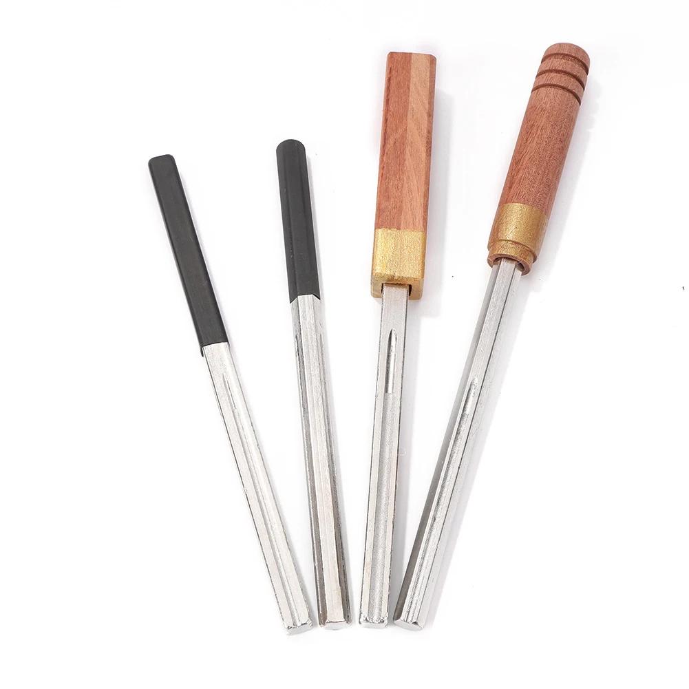 Pro Gitarre Bundfeile Bundkrönungsfeile Holz-/Gummi-Griff Rille Poliert Gitarrenreparatur Wartung Luthier Werkzeuge für Gitarristen