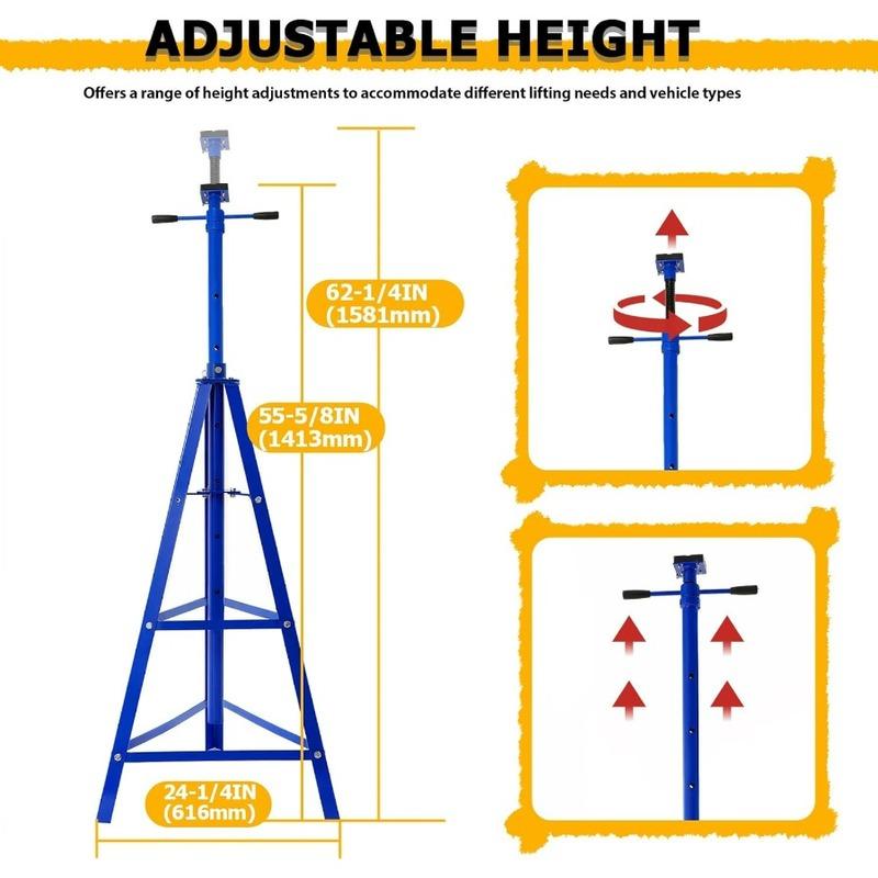 Adjustable Under Hoist Tripod Stand, 4500 LBS Load Capacity, 2 Ton High Lift Jack Stand Reach Under Hoist Stand for Repair Shops