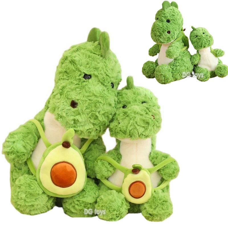 Cute Green Dinosaur Plushie With Avocado Backpack Bag Stuffed Forest Wild Animals Cuddly Plush Toy Doll Gift For Boy Birthday