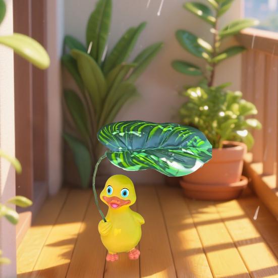 Rață de Grădină cu Umbrelă Statuie Rășină Rață Ornament de Grădină Rață Realistă