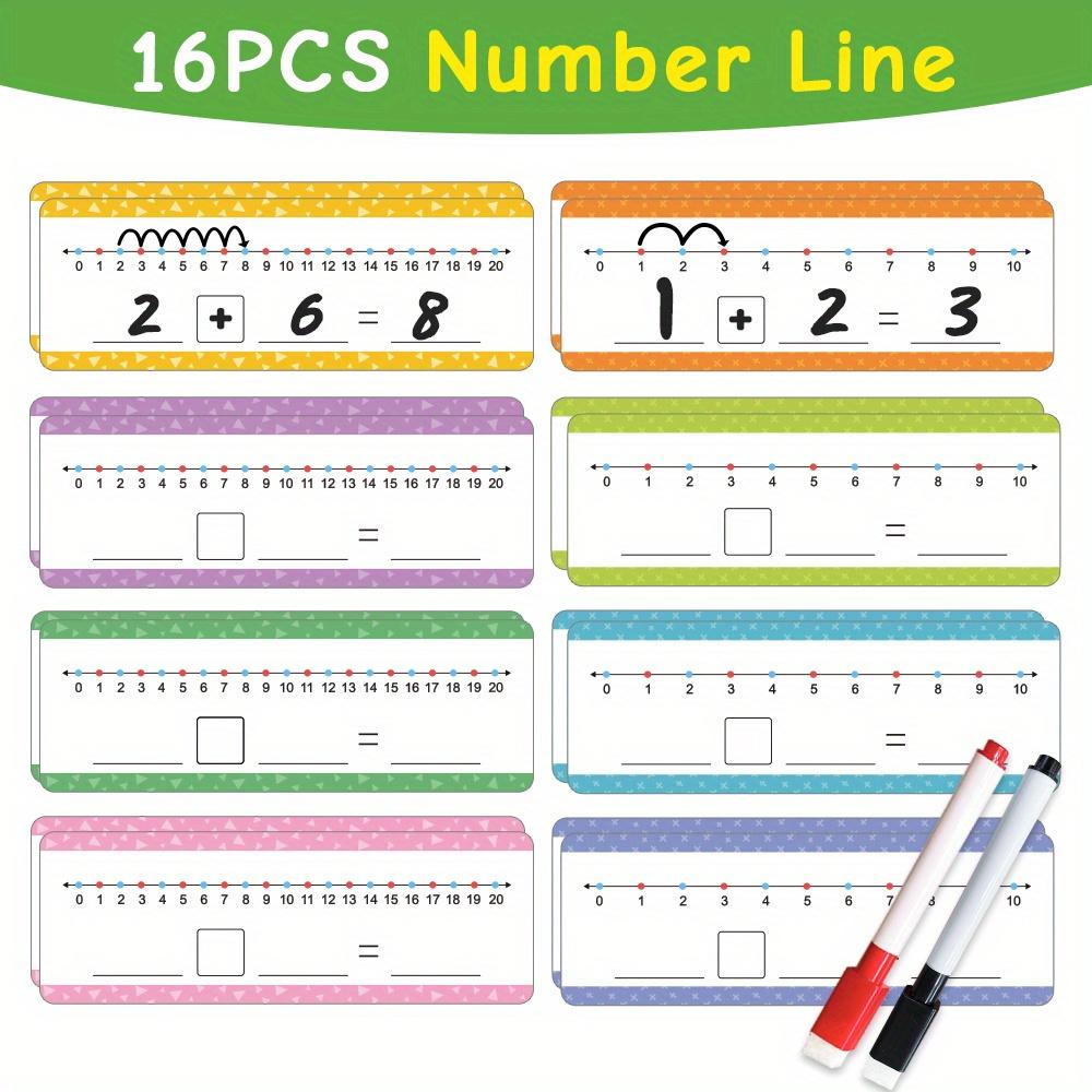 16pcs 0-20 Dry Erase Number Line Cards Addition & Subtraction Game Number Chart Math Manipulative Game Educational Learning Game