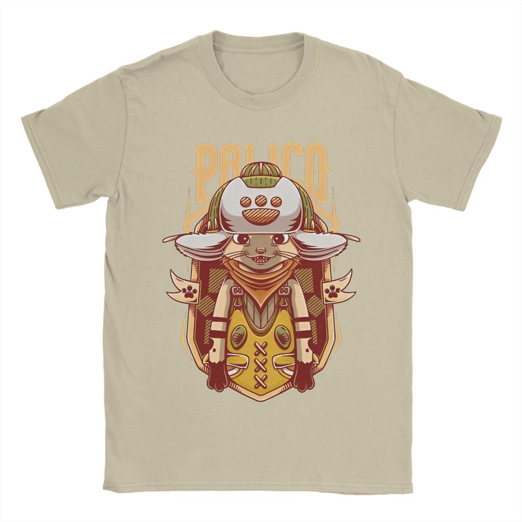 Camiseta para Hombre Hunter Wilds Palico Compañero Camiseta de Juego Algodón Merch Informal Manga Corta Cuello Redondo Camisetas Camiseta de Regalo de Cumpleaños