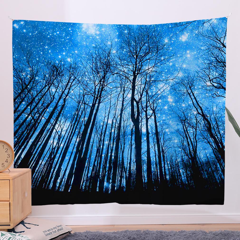 Blue Dream Forest Wall Hanging Bedroom Wall Fabric Living Room Decoration Fabric Background Cloth Hanging Cloth Wall Carpet