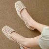 French Shallow Women's Sandals Summer New Mesh Hole Office Career Shoes Hollow Buckle Strap Roman  Mid Thick Heel  Sandalias