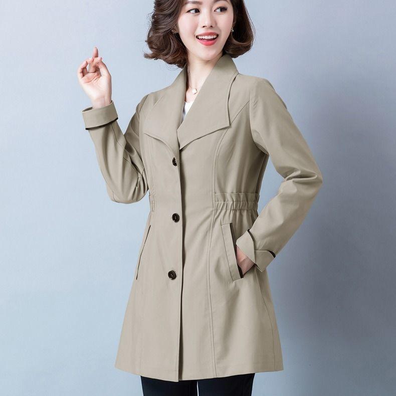 

Женский плащ средней длины, большого размера, свободный, тонкий, омолаживающий, высококлассная куртка, трендовый топ в стиле инс XS хаки