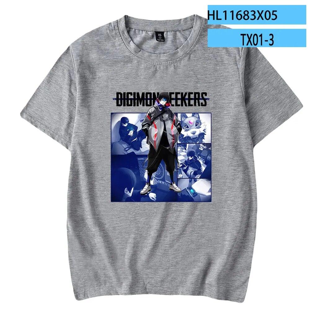 Digimon Adventure Anime 2023 Neues Digimon Seekers T-Shirt Crewneck Kurzarm T-Shirt Damen Unisex T-Shirt Harajuku Kleidung Unisex