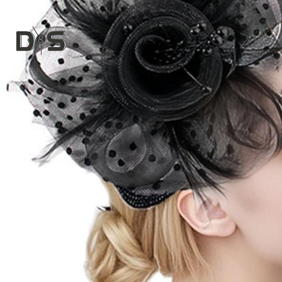 Retro Style Headdress Flowers Feathers Beads Decor Party Hair Hoop Dual-Purpose Hair Clip Band Hair Decoration