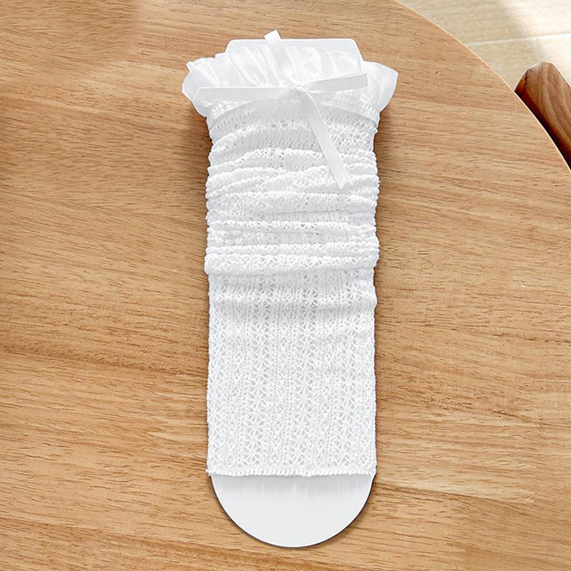 Japansk Söt Spetskantad Knähög Strumpa Med Rosett För Kvinnor