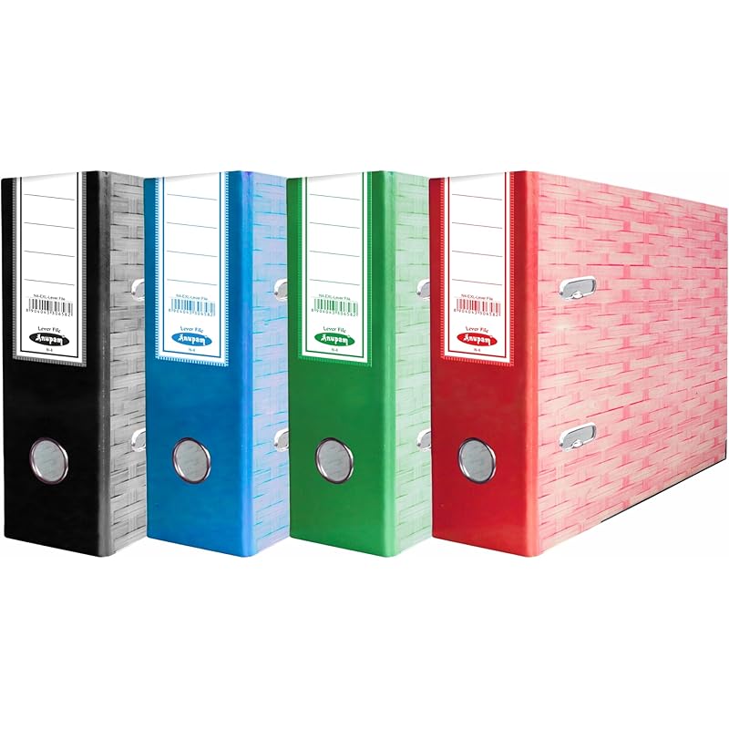 

Anupam Excel Lever File Voucher Size N4V - 28 X 22 X 8 Cm - Weave Printed Cover - U Shaped Clip Binder Box - Finger Grip Voucher Size (N-4V)
