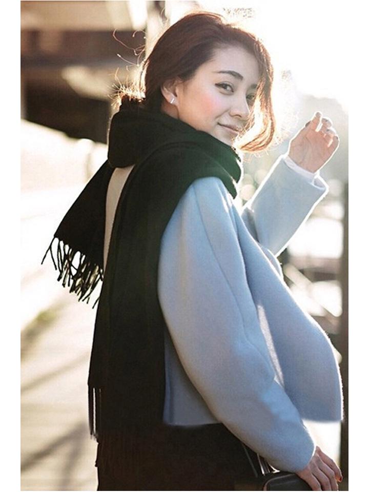 

Шаль-шарф из искусственного кашемира в корейском стиле - Женский утолщенный длинный плащ для весны, осени, зимы. чёрный