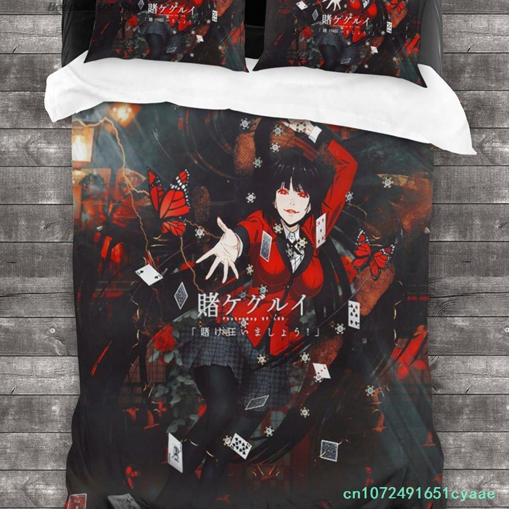 Kakegurui Yumeko Bedding Set Single Twin Full Queen King Size Bed Set Aldult Kid Bedroom Duvetcover Sets Print Luxus Bettbezug