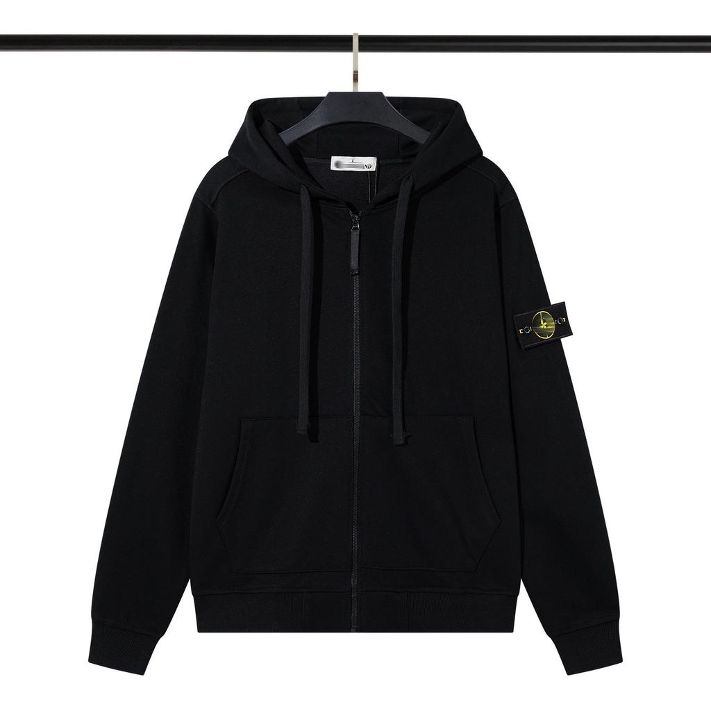 Einfarbiges Kapuzen-Sweatshirt mit Abzeichen - Island Tide Version