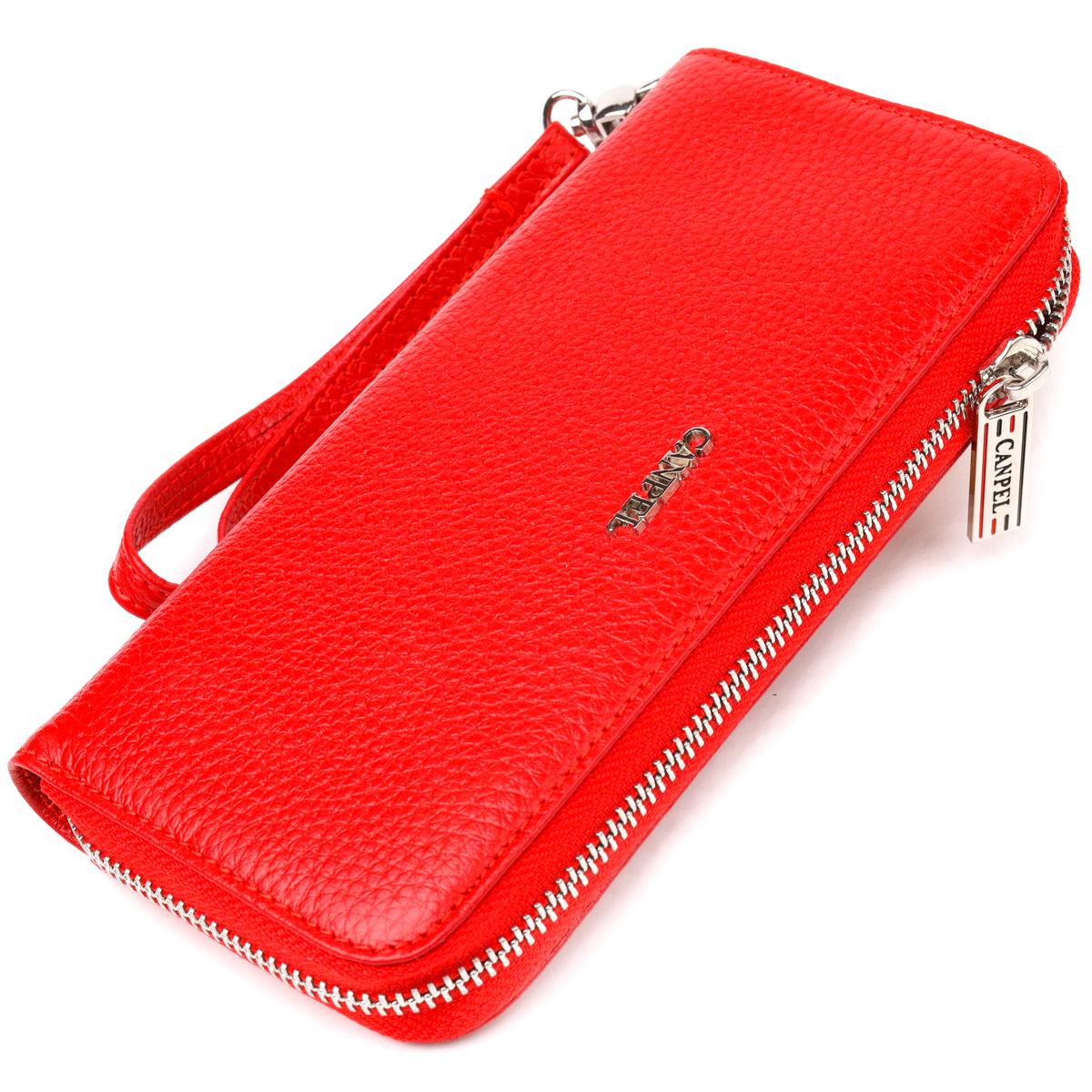 

Яскравий жіночий гаманець із натуральної зернистої шкіри CANPELLINI Wallet 21615 Червоний