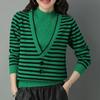 Early Autumn Women's Knitwear Half High Neck Clashing Stripe Sweater Bottom Sweater