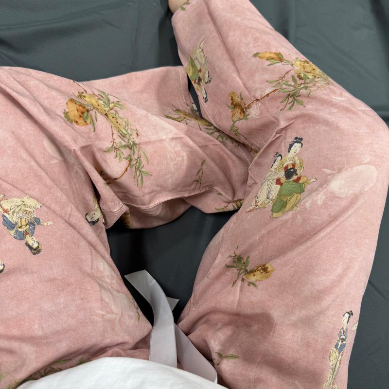 Three Sizes Women's Cotton Silk Wide-Leg Rayon Pants - Spring/Summer Breathable, Plus Size Casual Home Sleepwear