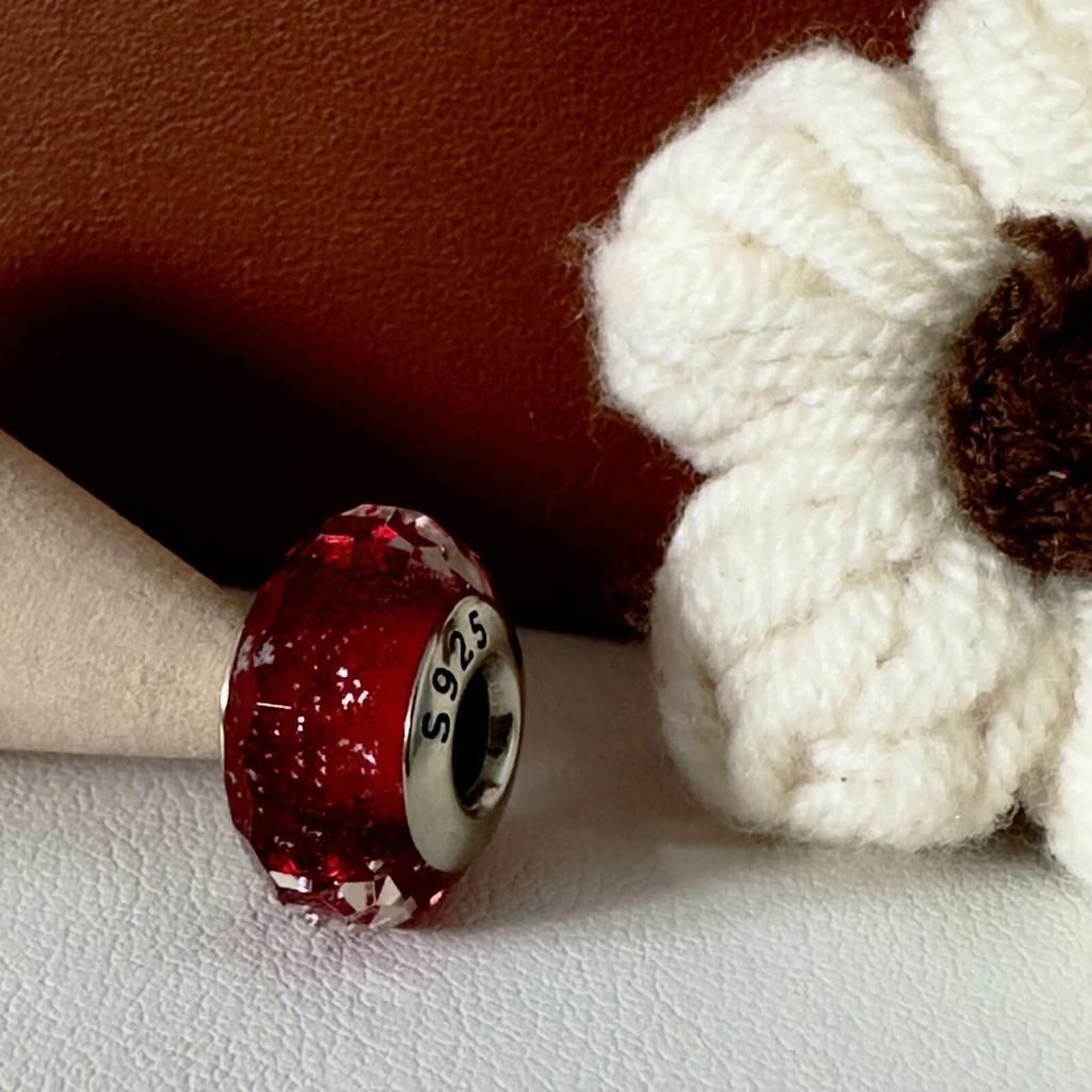 Colorful copper Mini Murano Glass Bead Charms Charm Fits Authentic Bracelets Blue Faceted Murano for Women Necklaces Jewellery