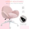 Makeup Vanity Chair, Cute Fluffy Desk Chair with Rolling Wheels for Bedroom Living Room, Pink