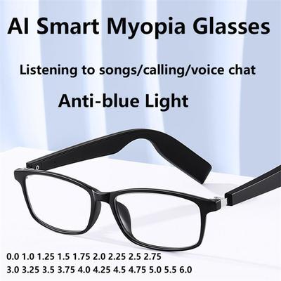 AI Inteligentní Bluetooth Brýle pro systém Apple a systém Android Brýle proti modrému světlu pro krátkozrakost Poslech písní/volání atd.