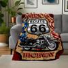 Route 66 Motorcycle Tin Sign USA Flag Decor Metal Poster Wall Art Gift 8x10inBlanket Flannel Throw Blanket for Sofa, Bed, Travel, Camping, O