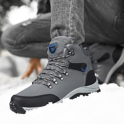 Botas de invierno para hombre, zapatillas de cuero impermeables, botines para nieve, Botas de senderismo para hombre al aire libre, zapatos de trabajo, botas de trabajo antideslizantes de alta calidad