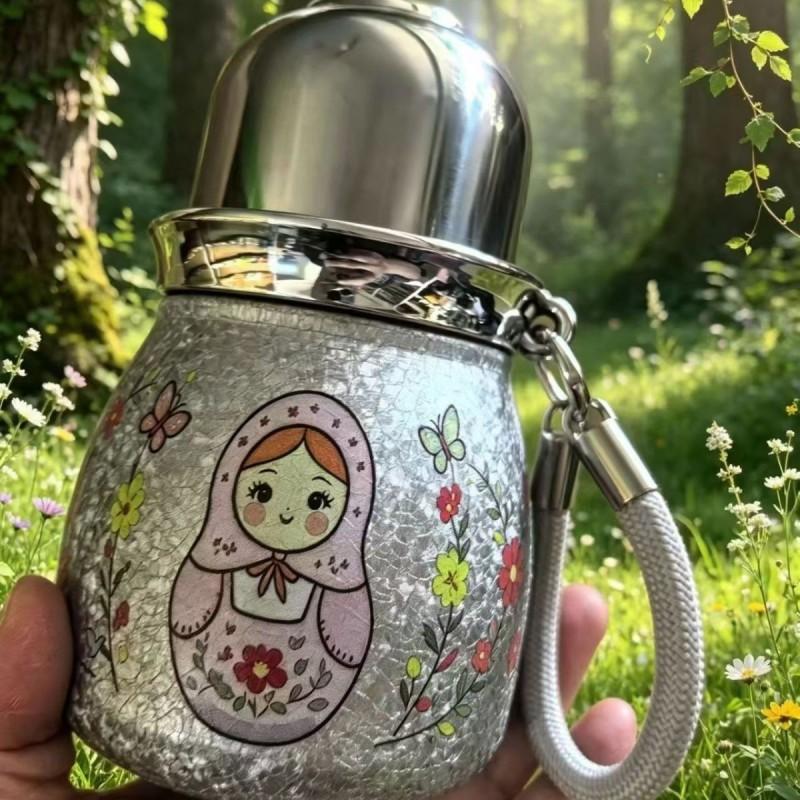 Stainless Steel Vacuum Insulated Travel Mug With Dual Lid Design Portable Water Bottle Women Outdoor Use