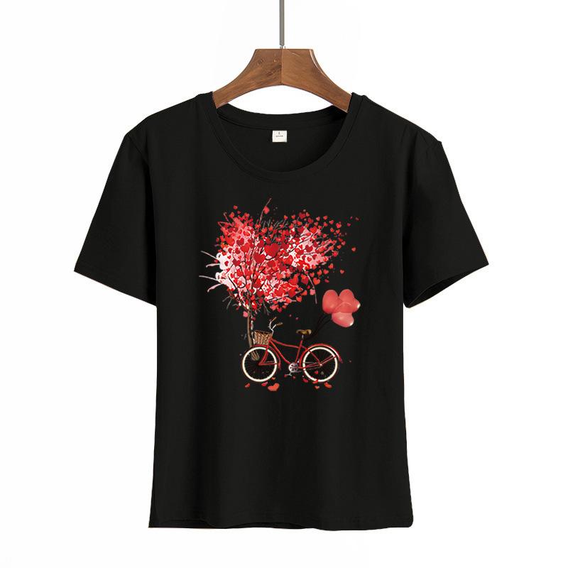 

Женская летняя футболка с короткими рукавами, модный повседневный пуловер с круглым вырезом и принтом 5XL чёрный