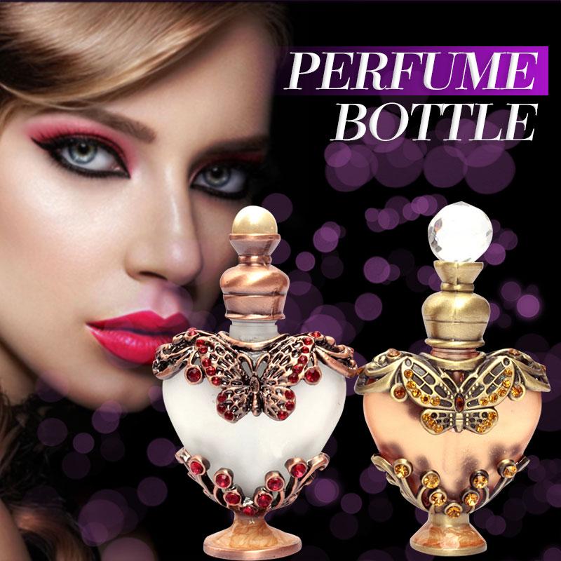 10ml Bronze Vintage Empty Crystal Metal Purple Heart Perfume Bottle Perfume Bottle uygun fiyatlı